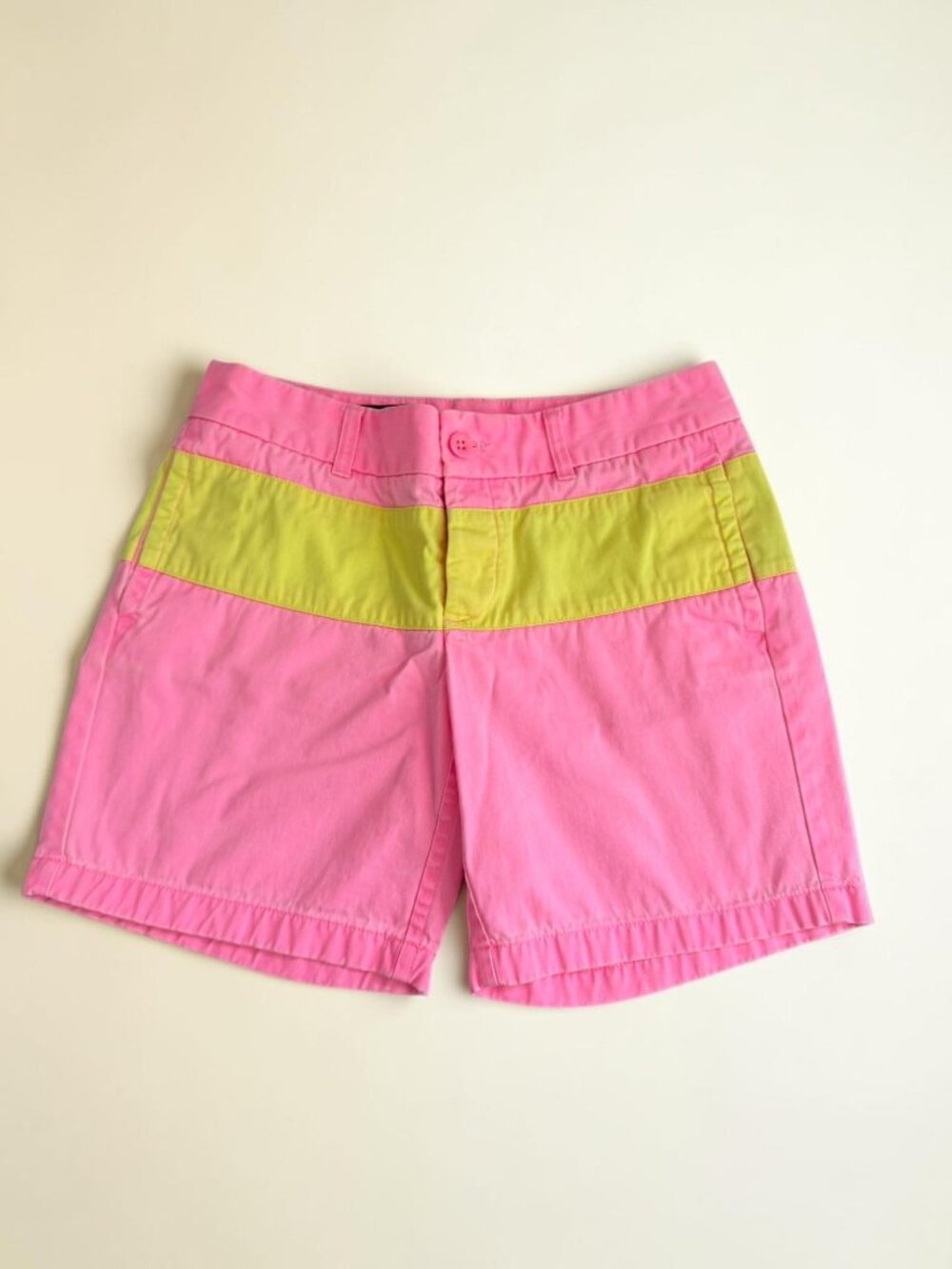 J CREW Pink Yellow Broken In Shorts Size 2